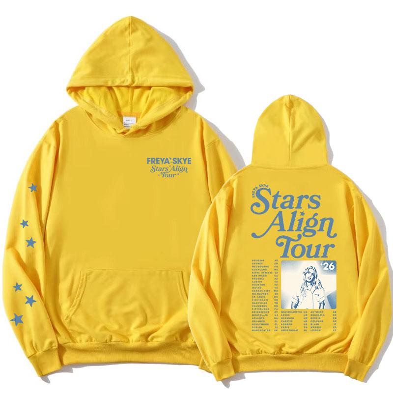 Unisex Streetwear Freya Skye Stars Align Tour Hoodies Langarm Damen Herren Sweatshirt mit Tasche Grafikdruck Merch Pullover