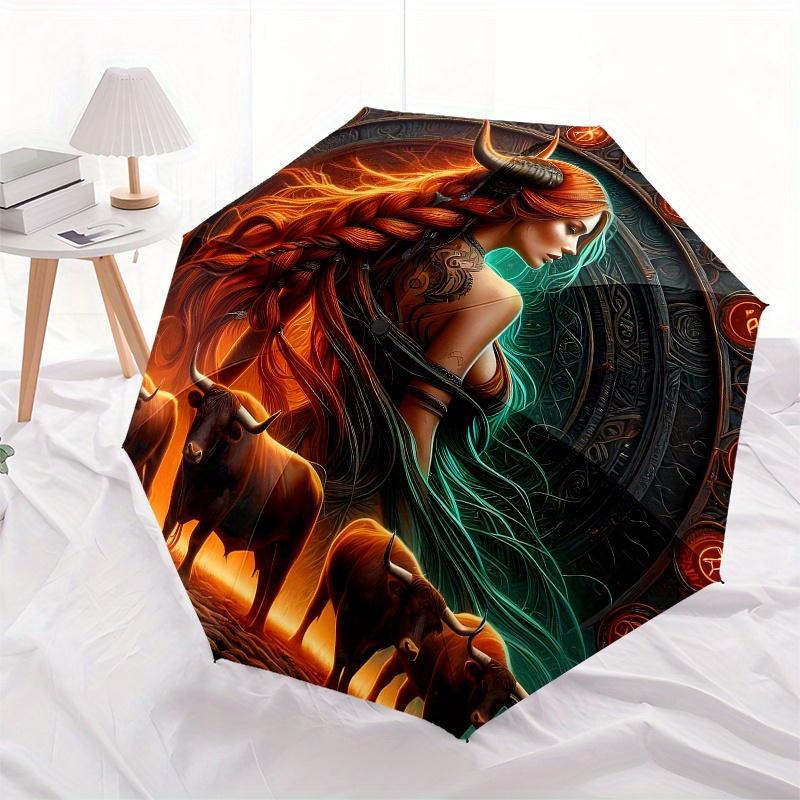 Fantasy Bull Rider Art Print: Unique Wall Decor for Your SpaceUmbrella, Portable 3-Fold Compact Umbrella for Men & Women Gift
