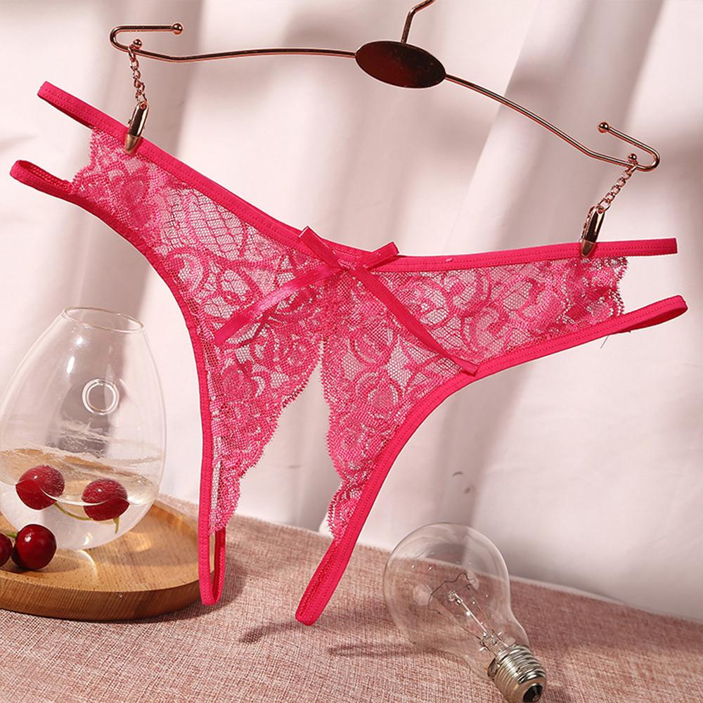 Women's Open Crotch Seamless Underwear Sexy Lace Briefs Crotchless Panties Stretch Knickers Lingerie for Sex Thongs String