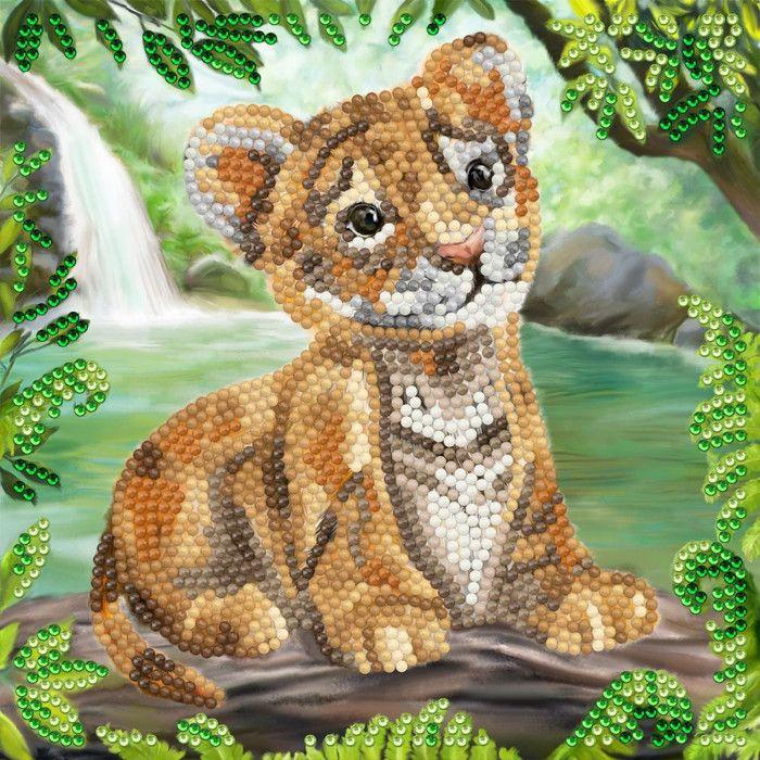 CRYSTAL ART Kit Card Diamond Embroidery 18x18cm Baby Tiger
