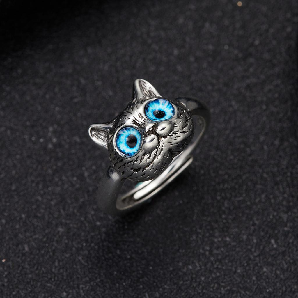 Cat Ring Retro Animal Ring Open Adjustable Middle Finger Index-Finger Rings Women Jewelries Gift for Girl Teen