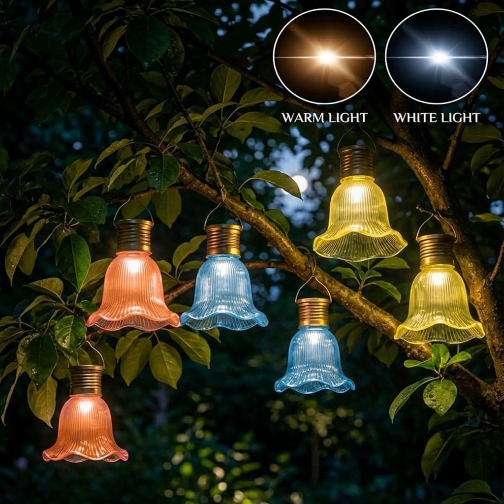 Solar Tulip Outdoor String Lights Flower Small Waterproof Fairy Light Garden Decorative Outside Auto-On off(Mixed*3,Warm Light)