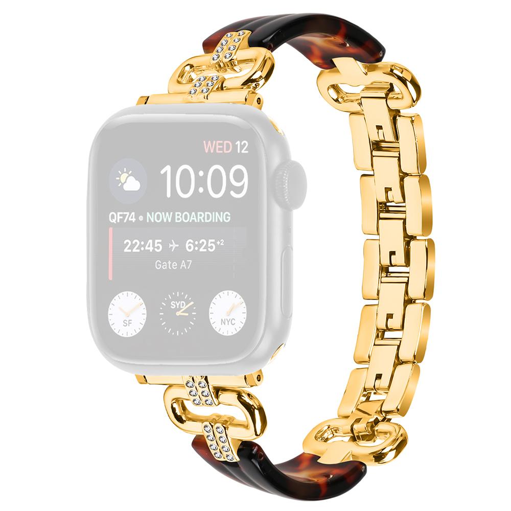 

For Apple Watch 10 46mm/Ultra 2/Ultra 49mm/9 8 7 45mm/SE (2023) SE (2022) SE 6 5 4 44mm/3 2 1 42mm Resin Band Strap Gold Black