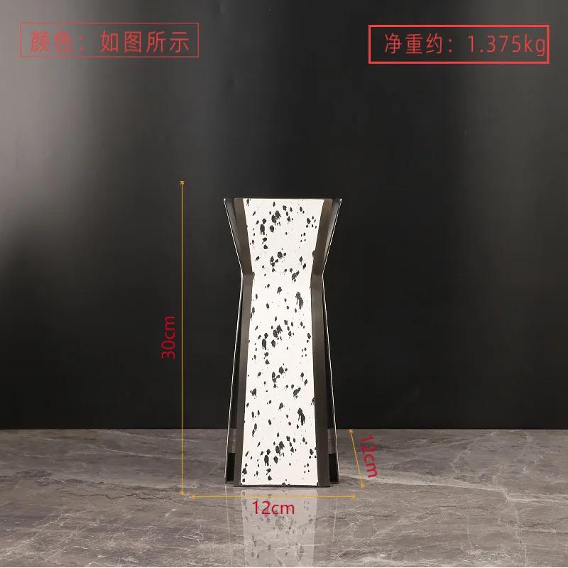 

Luxury Stainless Steel Vase, Splashed Ink Art Leather Metal Flower Vase, Flower Arrangement, Living Room Decoration Ornament