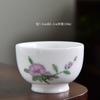 120 ml Teetasse aus Eissamen-Schafsfett-Jade-Porzellan, handbemalte Blumen-Meistertasse, Zen-Meditations-Presstasse, Chazhan-Kung-Fu-Teeservice