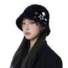 Autumn and winter light luxury rhinestone thickened and enlarged rabbit hair wool hat women's fashion light luxury warm ear protection bucket hat