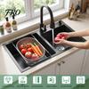 Double Bowl Kitchen Sink Sink, 30.7x16.9 Inch Stainless Steel with Nano Coating, Deep Drop-in/Top-Mount for Modern Kitchen, Includes Drain