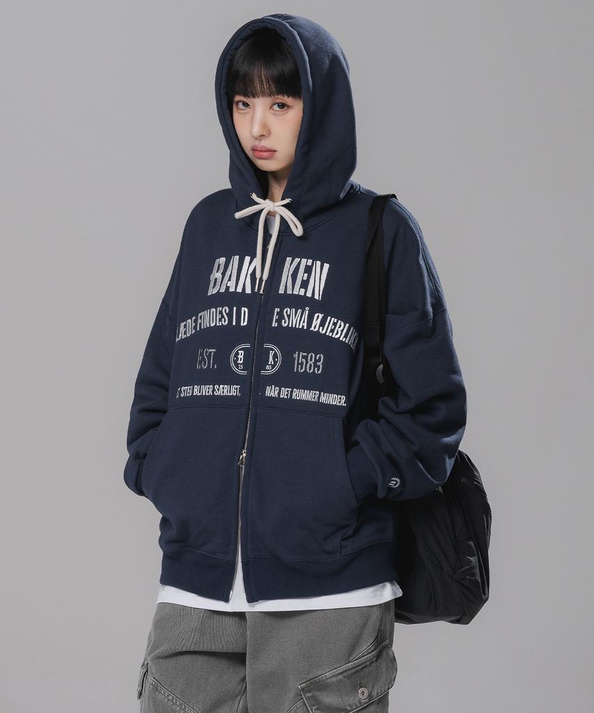 Bakken Four Seasons Embroidered Two-Way Zip-Up Hoodie Bk7993_Navy