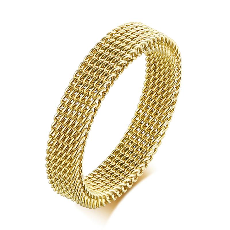 Fashion New Mens Modern Stainless Steel Mesh Band Ring 4mm 8mm Wide For Men Women Retro Jewelry Gift