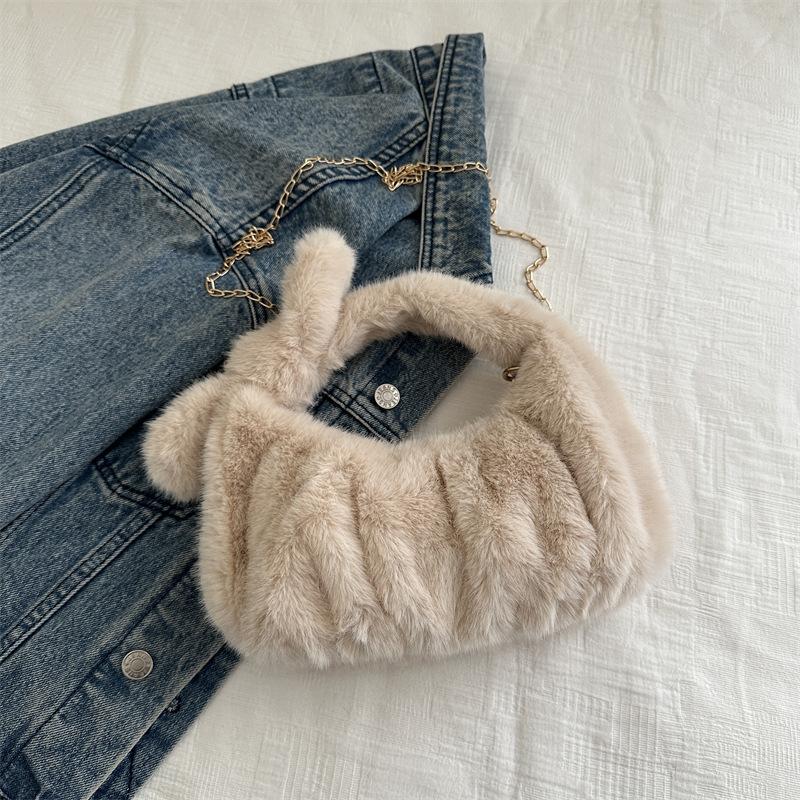 Fashion Plush Handbag Design Foreign Style Shoulder Messenger Bag Dumpling Bag