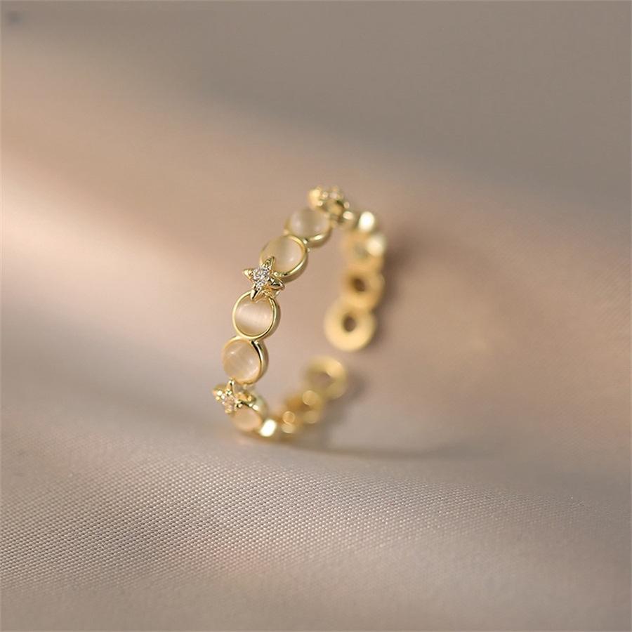 French Star Opal Ring Female Design Open Index Finger Ring