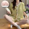 2026 Women's Summer Pajamas: Cloud Cotton Built-in Bra, Short Sleeve Cardigan, Teen Girls' Loungewear Set