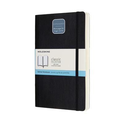 Moleskine Classic Utökat Anteckningsbok (400 sidor), Mjukt omslag, prickat rutnät, stor storlek (13 cm x 21 cm), Svart, QP619EXP
