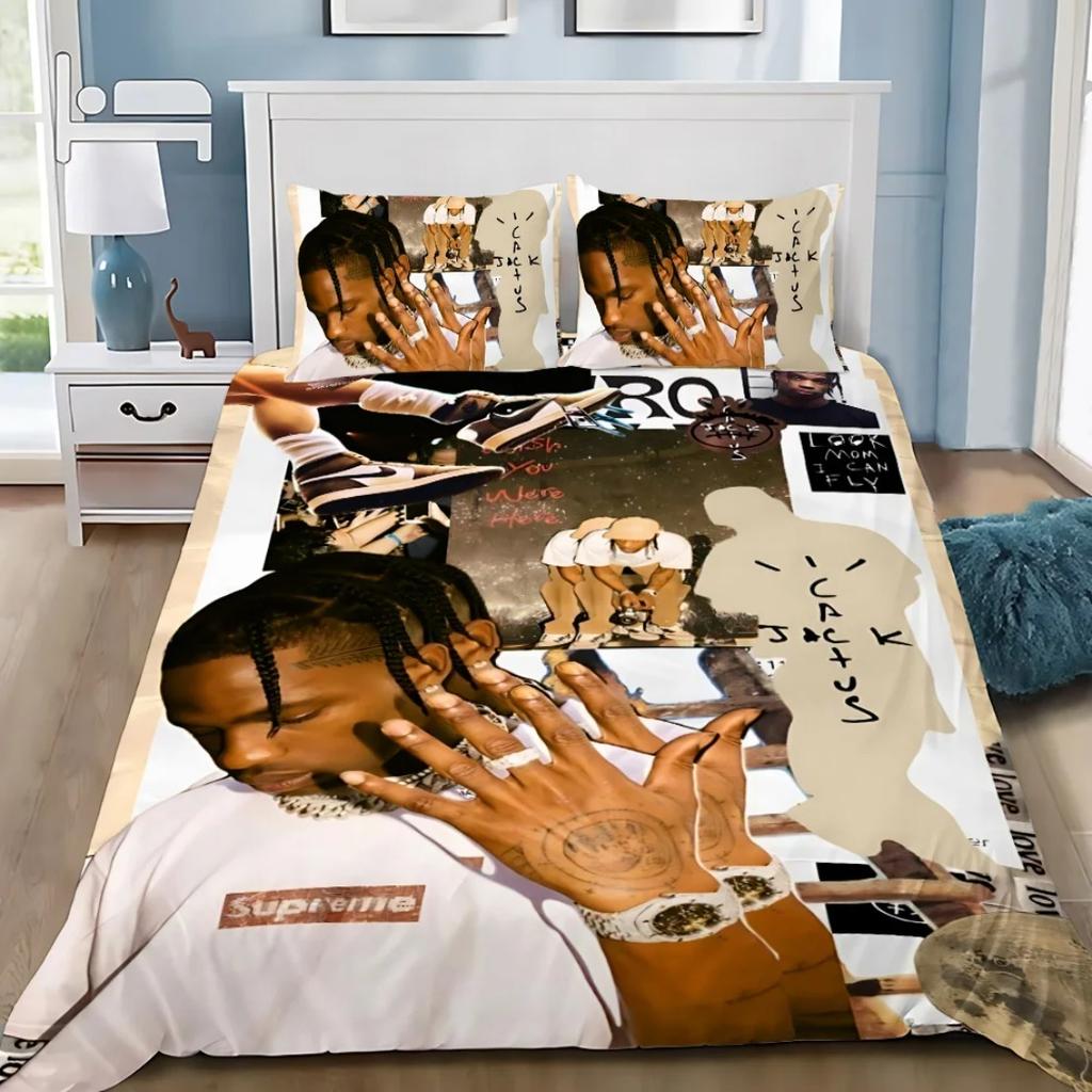 Rapper T-Travis Scott Jack Bedding Set Rapper Duvet Cover Pillowcase Adult Boy Girl Bedroom Decoration Children Single Double