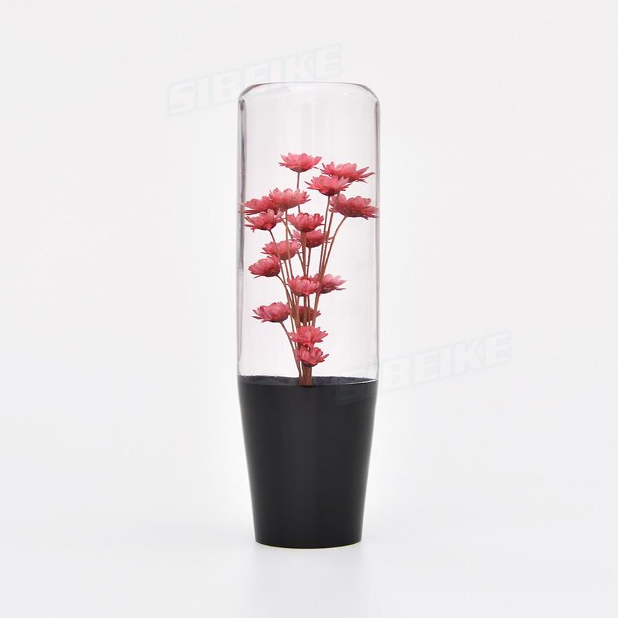 Universal 15CM Car Manual Shifter Head Shift Knob Stick Crystal Transparent Flower Gear Shift Knob