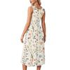 Fashionable women's summer dress with floral print, flowy casual , perfect for beach vacations, sundress with pockets.