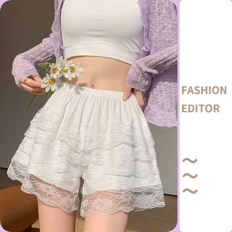 

Women s Versatile Lace Safety Shorts - Anti-Exposure Summer Outfit with Non-Curling Edge Large (Recommended 115-145)