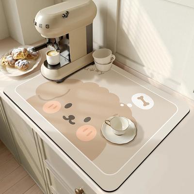 Cute Kitchen Drain Mat, Diatom Mud Countertop, Suction Mat, Table Mat, Coffee Table Coaster, Anti-Scalding Insulation Mat, Coffee Machine Mat