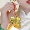 Pure 999 Gold Filigree Enamel Copper Gourd Keychain: High-End Bag Charm & Business Gift for Couples