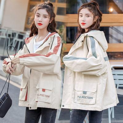 Coat Girl Spring and Autumn Korean Loose Student Workwear girlShort Windbreaker Contrasting Baseball Jacket Top