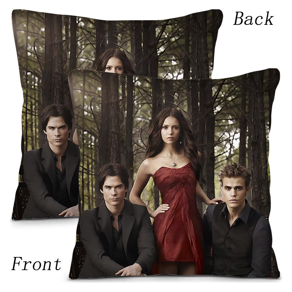 Hot American Tv Series Vampire Diaries Pillow Covers Sofa Decorative Home Double-Sided Printing Short Plush Cute Cushion Cover