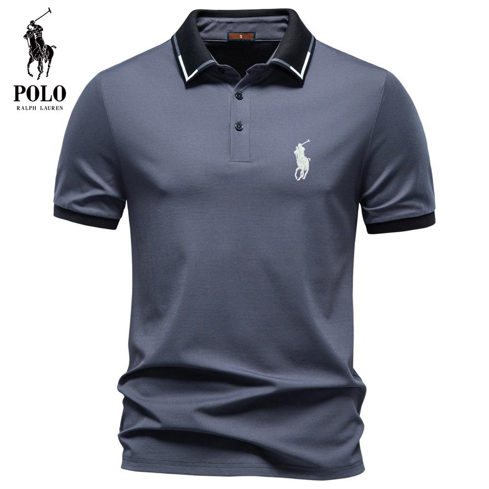 Ralph Lauren 2026 Lente en Zomer Borduurwerk Jacquard Col POLO Shirt Casual Heren Hoge Kwaliteit Effen Kleur Korte Mouwen T-shirt L