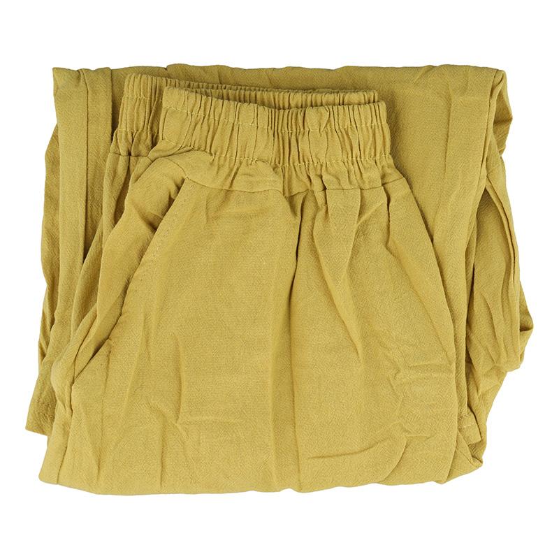 1PC Prodyšné kalhoty Bavlna Len Ustřižené Kalhoty Široké nohavice Rovné kalhoty Volné S kapsami