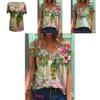 Comfortable Womens V Neck Short Sleeve Blouse Casual Floral Print T-shirt Tunic Tops
