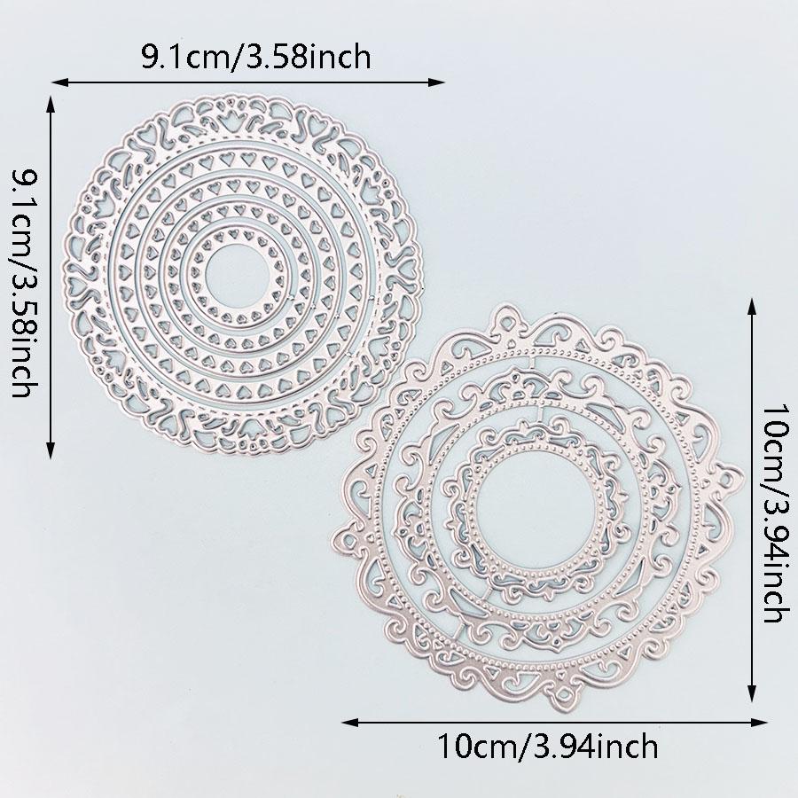 2pcs/set Round Lace Frame Background Metal Cutting Dies Scrapbooking Making Cards Decorative Embossing Crafts
