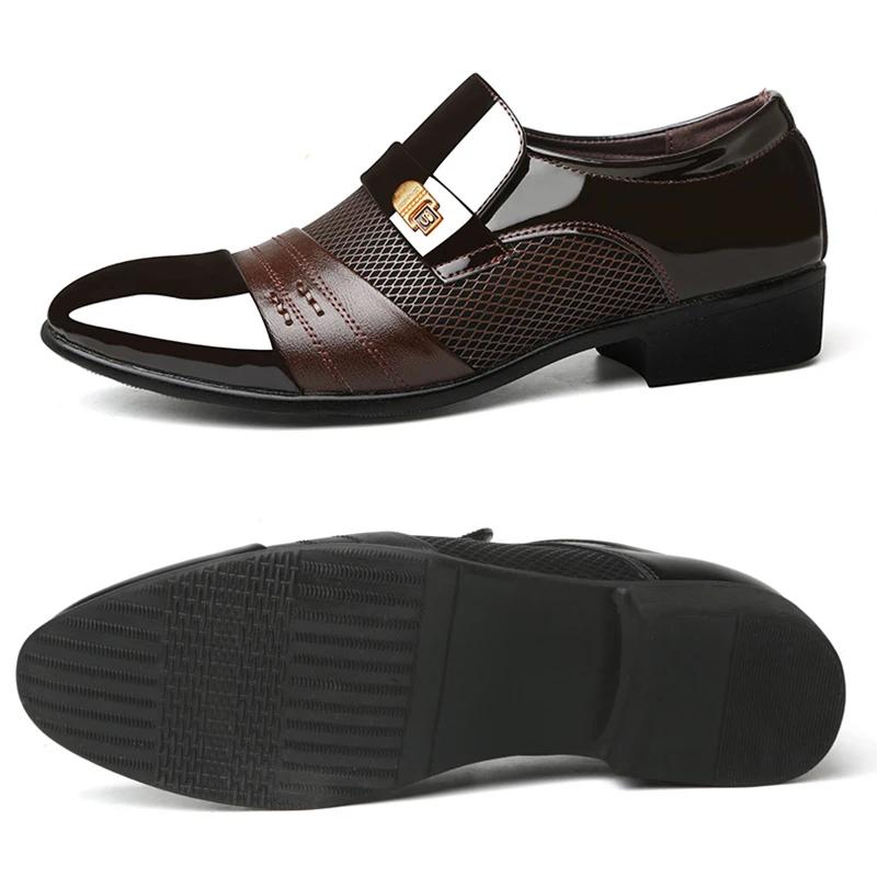 Fashion Men Leather Dress Shoes Spring and Autumn New Fashion Black Pointed Toe Party Office Business Casual Oxford Men's Dress Shoes