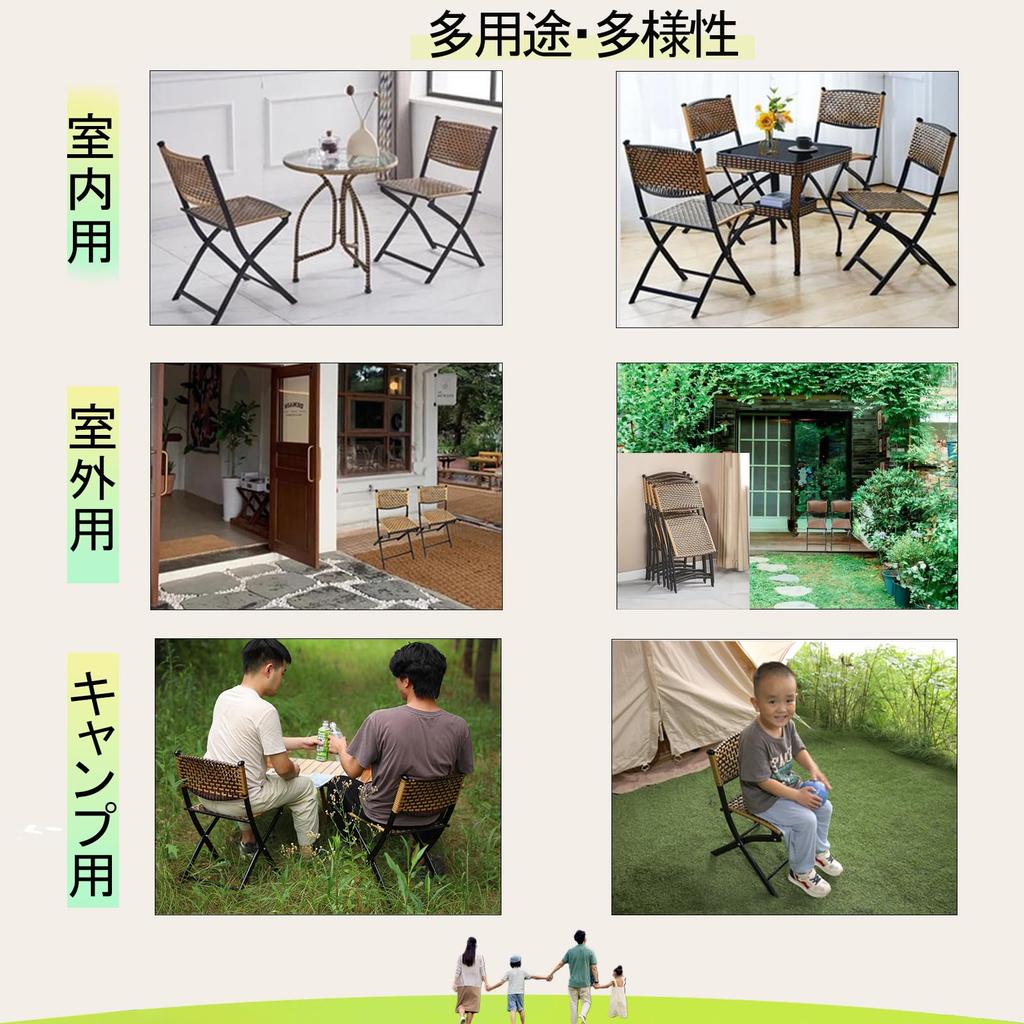 YOGOTO Folding Rattan Handcrafted Rattan Water With Rattan Rattan Style Garden Easy To Good Balcony Dining Dining Garden Indoor and Outdoor 1 Piece