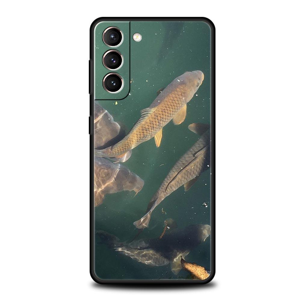 Phone Case For Samsung Galaxy S24 S23 Ultra S22 S21 S20 FE 5G S10 S10E S9 Plus S8 Soft Silicone Black Cover Carp Fishing Fish