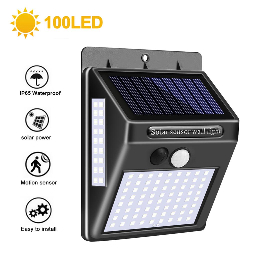 LED Solar Light Sensor Wall Lights 100pcs LED Beads IP65 Waterproof Solar Powered PIR Motion Sensor Energy Saving Night