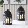 2Pcs Vintage Candle Holder Lantern Metal Hanging Candleholder for Indoor Outdoor Weddings Home Decor (Black)