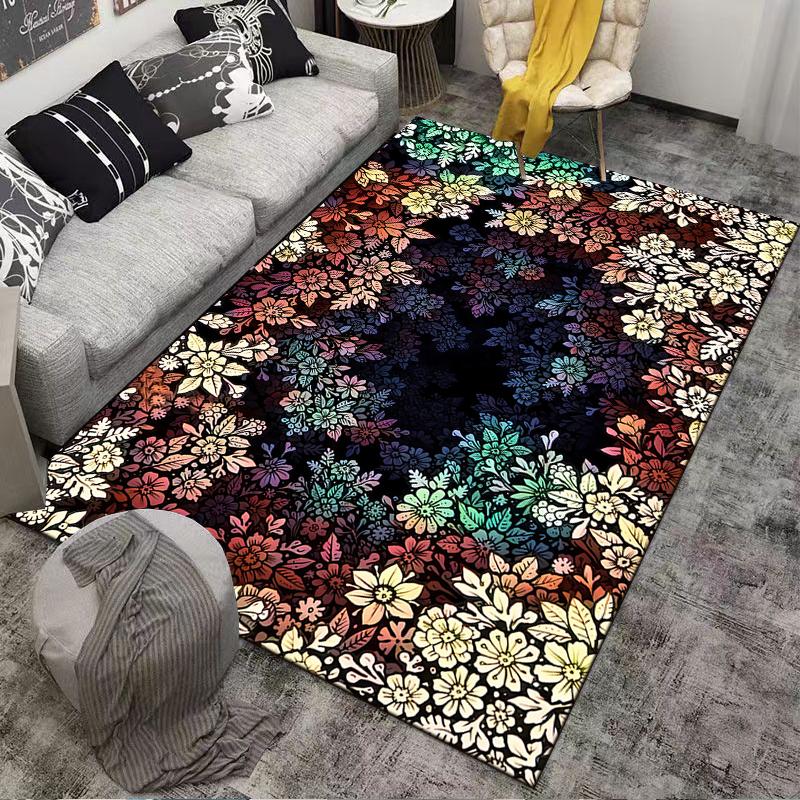 Floral Pattern Area Rug with Colorful Gradient Design for Home Decor Suitable for use as an anti-slip for living room bedroom sofas