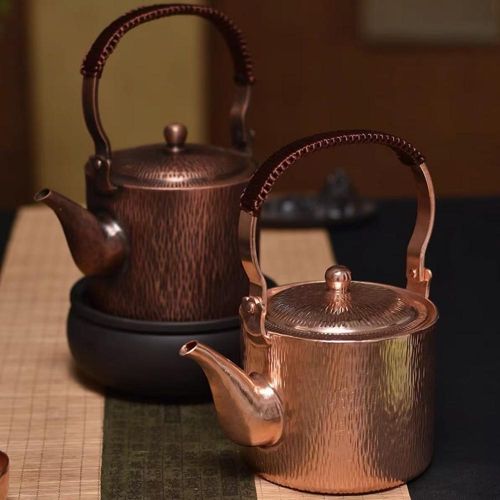 Handcrafted Boiling Kettle Copper Handheld Retro 1 L Water Kettle Thickened Handle Home Use Water Offering Kettle Butter Tea Pot