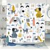 Funny Dog Shower Curtain Blue Ocean Shower Curtains with Animal Octopus Starfish Turtle Anchor Fish Nautical Bathroom Curtains