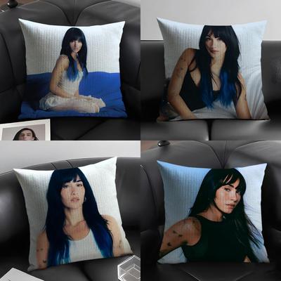 A-Aitana Ocanaa Singer Cushion Cover Natural Linen Organic Fabric Double-Sided Printing Sofa Home Decor Gift Pillow Case