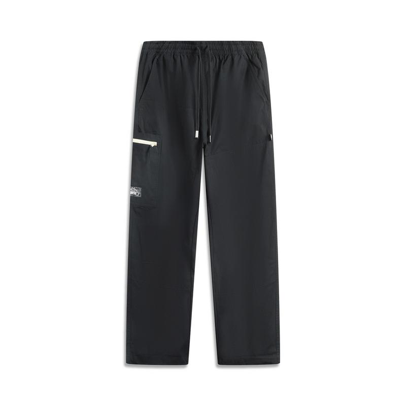 

Li Ning Solid Color Mid Waist Drawstring Versatile Straight Leg Casual Pants Men bottoms Black AKXV177-3 2XL