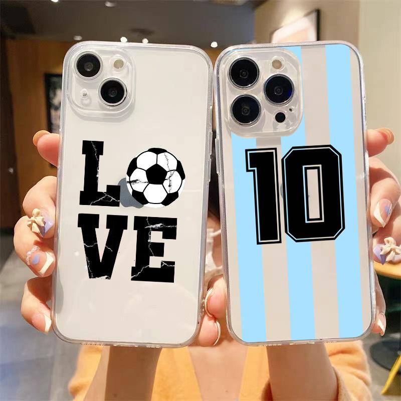 Argentina Soccer 10 Clothing Transparent Phone Case For iPhone 18 14 13 12 Mini 11 Pro Max XS X XR SE 7 8 Plus Straight Edge Cover