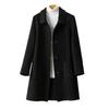 Women Single Breasted Pea Coat Mid Length Wool Blend Trench Coat Notch Lapel