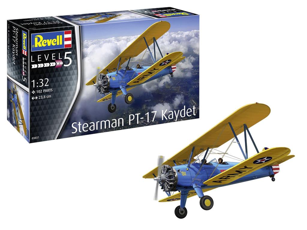 Revell Scale US Navy Stearman Kadet Plastic Model Model Number Molded In Color 1/32 PT-17 Kit, 03837,
