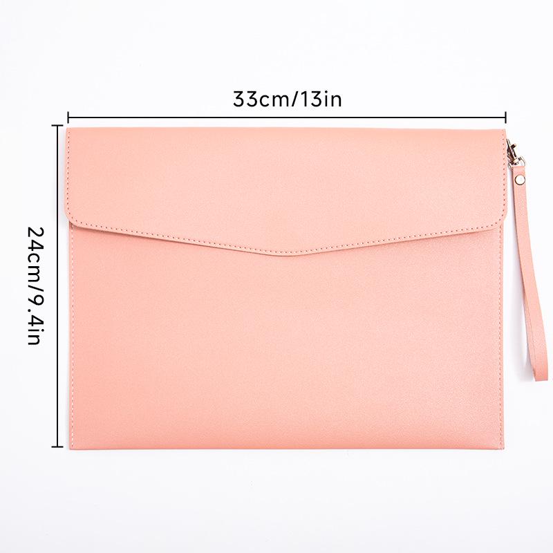 Leather A4 Document Folder - Korean Style Customizable File Bag with Logo Option