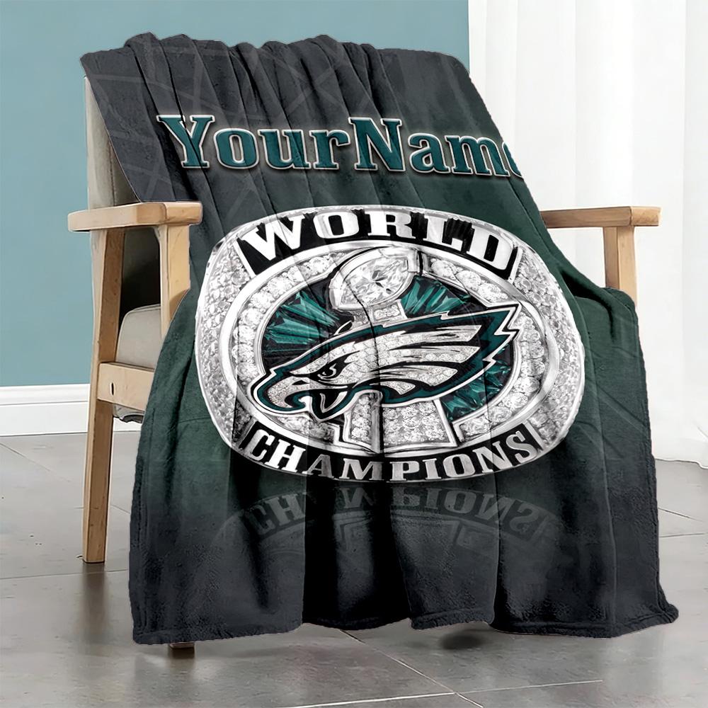 Philadelphia Eagles Customize Text Blanket Throw Personalized Blanket Soft Warm Cozy For Bedding Home Decor Chair Bed For All Occasions