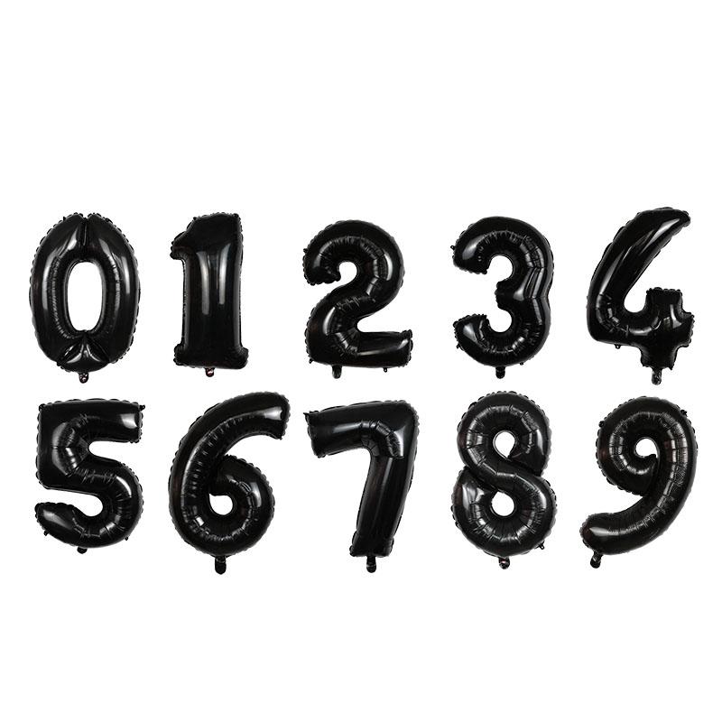 32 Inch Number Aluminum Film Balloon Gold Silver Red and Black Gradient Color Birthday Decoration Wedding Party Balloon number 0&32inch чёрный