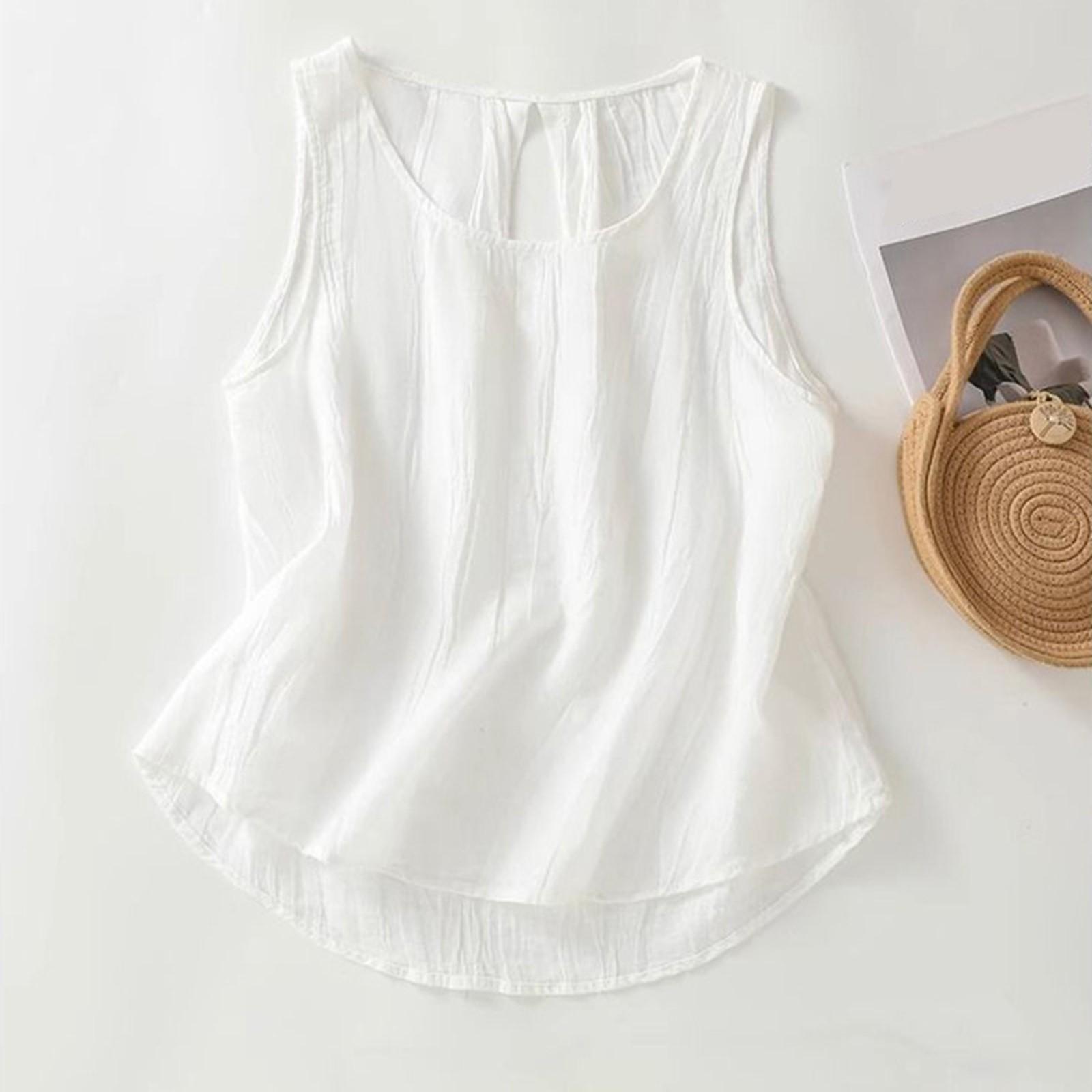 

Women s Vest Fashion Casual T-shirt Tops Back Hollow Design Vest Sleeveless T-shirt Outer Wear Inner Wear Bottoming Sling L білий