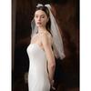 1pc Bow & Pearl Decor Bride Wedding Short Veil, Cute & Simple Edged Design