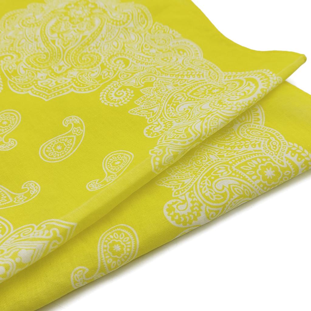 kakatrend bandana yellow paisley 100% cotton adult bandana handkerchief unisex durag large men's yellow 55cm x 55cm