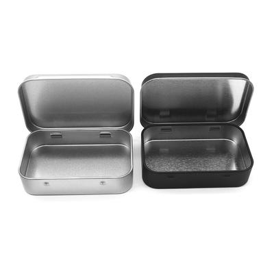 Survival Kit Small Empty Metal Tin Silver Black Flip Storage Box Case Organizer