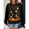 Womens Casual Hoodie With 3D Halloween Print Round Neck Lightweight Breathable Fabric